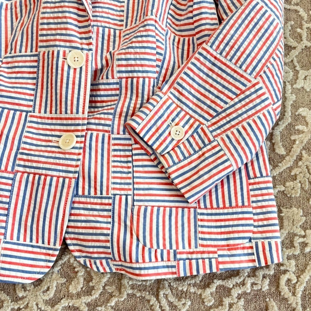 NWOT Talbots Petites Patchwork Seersucker Blazer - Picture 12 of 16